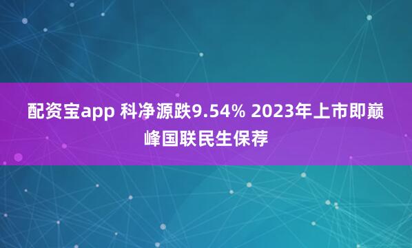 配资宝app 科净源跌9.54% 2023年上市即巅峰国联民生保荐